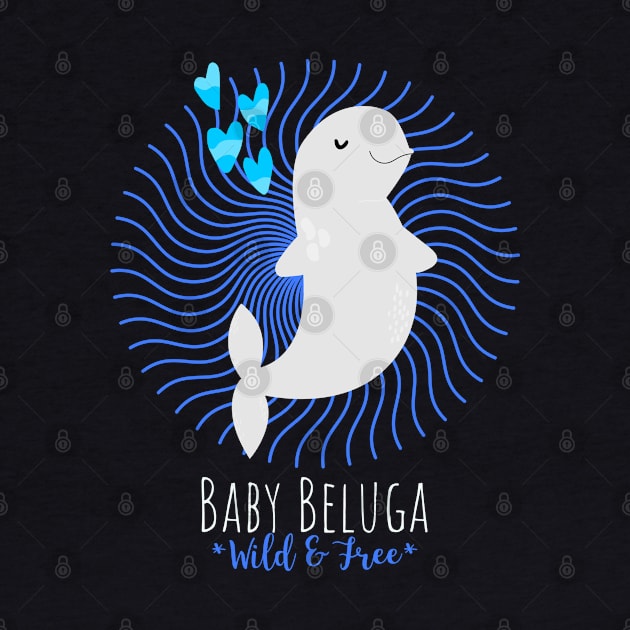 "Baby Beluga Wild & Free” Beluga Whale by Tickle Shark Designs